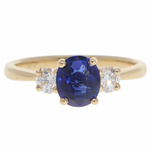 Contemporary Sapphire and Diamond Three Stone Ring