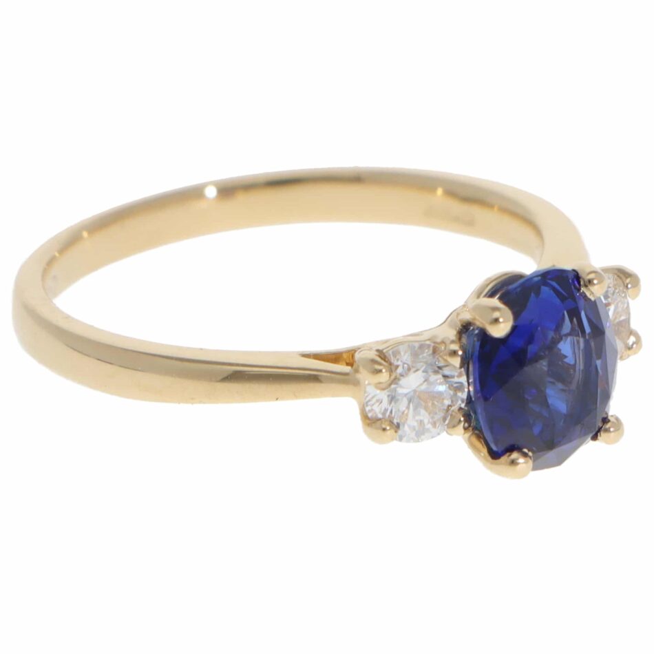 Contemporary Sapphire and Diamond Three Stone Ring
