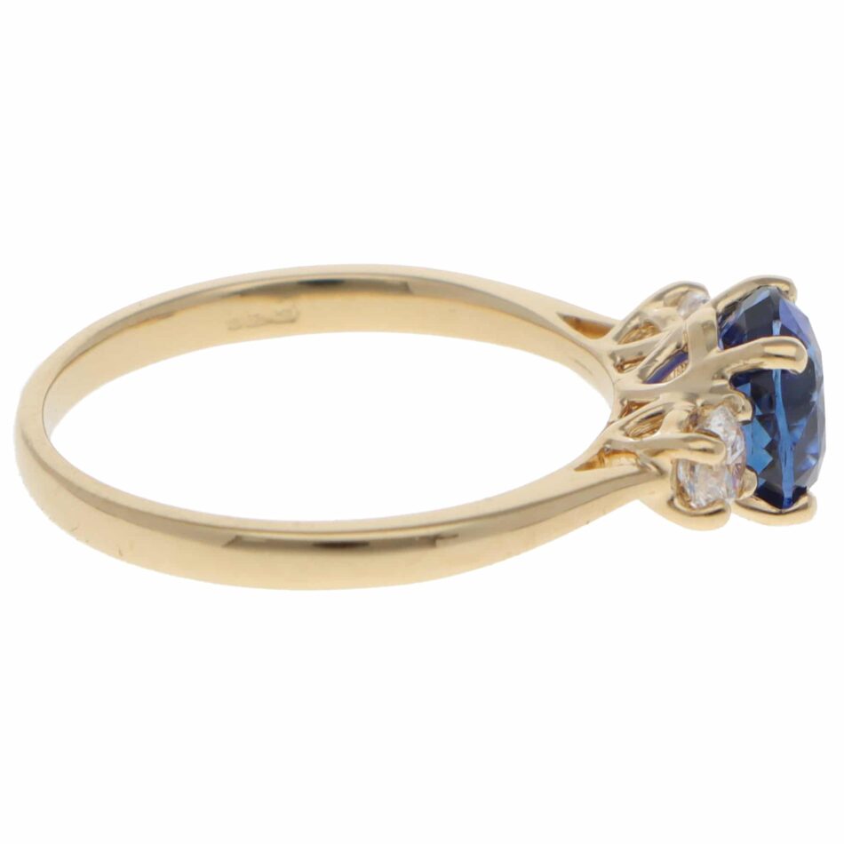 Contemporary Sapphire and Diamond Three Stone Ring