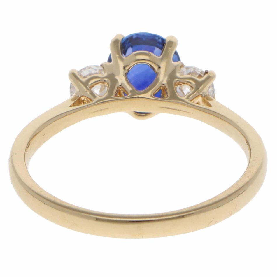 Contemporary Sapphire and Diamond Three Stone Ring