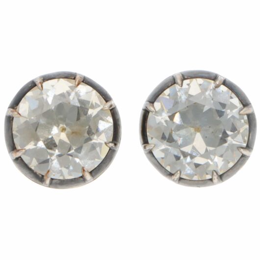 Vintage GIA Certified 12.52ct Old European Cut Diamond Earrings