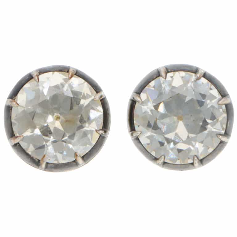Vintage GIA Certified 12.52ct Old European Cut Diamond Earrings