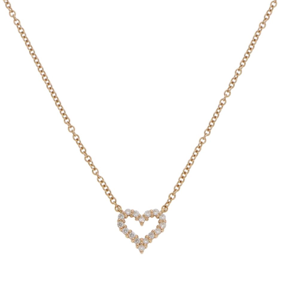 Vintage Tiffany & Co. Diamond Heart Mini Pendant Necklace