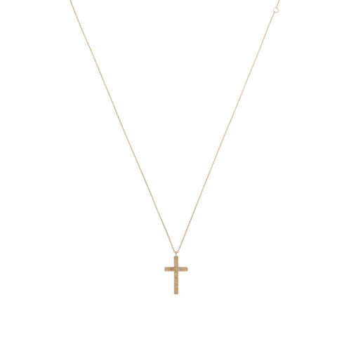 Vintage Agete Diamond Cross Necklace in Yellow Gold