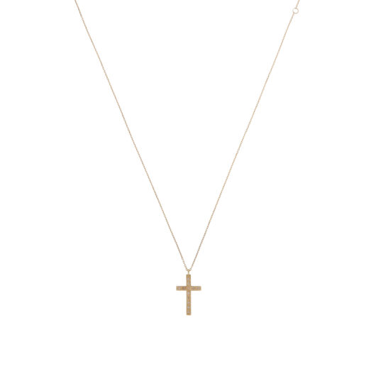 Vintage Agete Diamond Cross Necklace in Yellow Gold