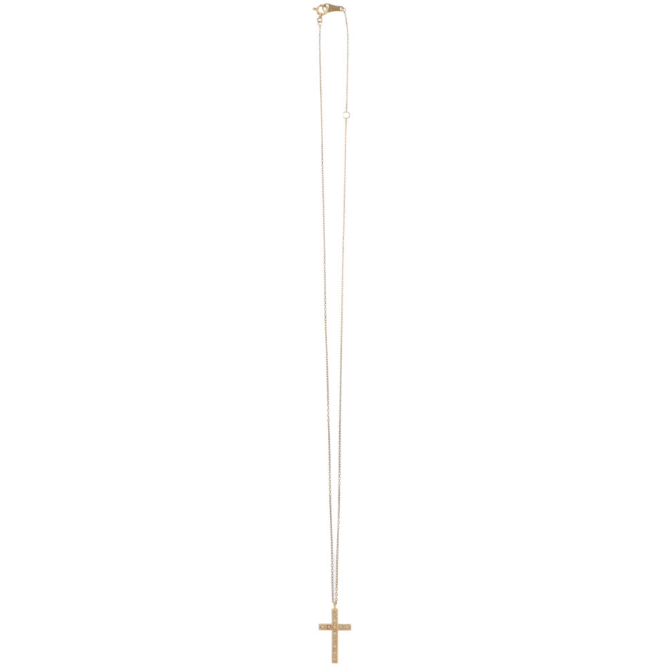 Vintage Agete Diamond Cross Necklace in Yellow Gold