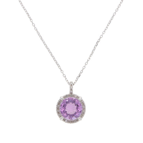 Vintage Mauboussin Amethyst and Diamond Pendant Necklace