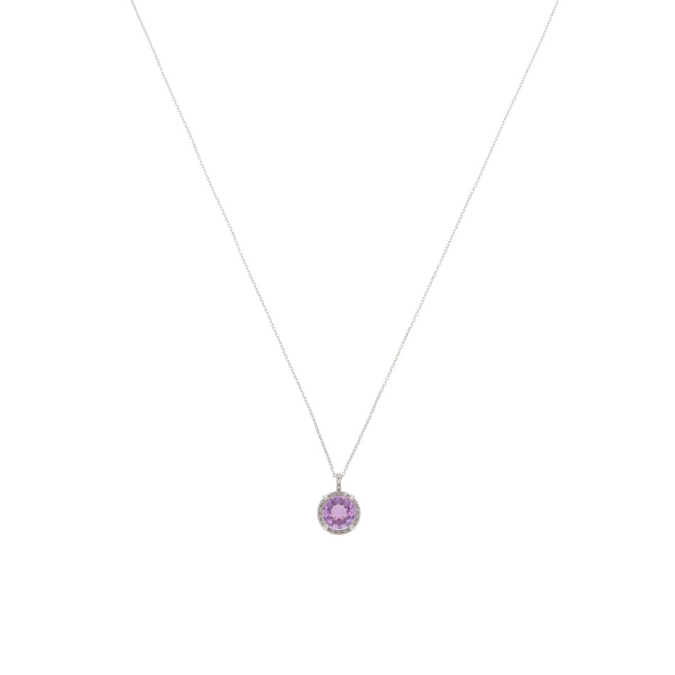 Vintage Mauboussin Amethyst and Diamond Pendant Necklace