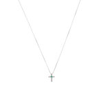 Vintage Damiani Lumiere Emerald and Diamond Cross Necklace