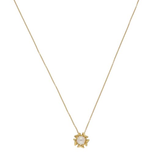 Vintage Tiffany & Co. Kiss Around Pearl Necklace in Yellow Gold