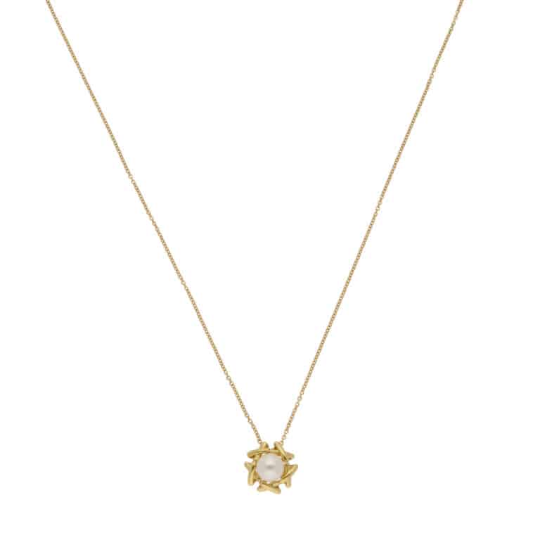 Vintage Tiffany & Co. Kiss Around Pearl Necklace in Yellow Gold