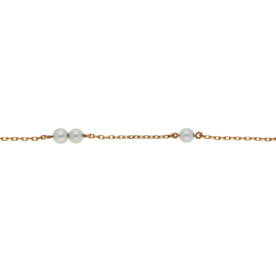 Vintage Mikimoto Akoya Pearl Chain Bracelet in Yellow Gold