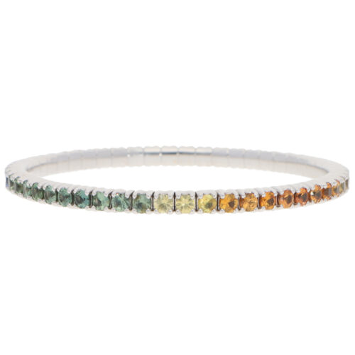 Contemporary Rainbow Sapphire Flex Tennis Bracelet in White Gold