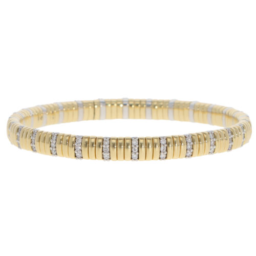 Contemporary Diamond Flex Bracelet in Yellow and White Gold