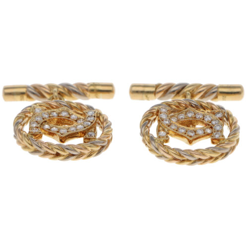 Vintage 1990s C de Cartier Diamond Chain Link Cufflinks