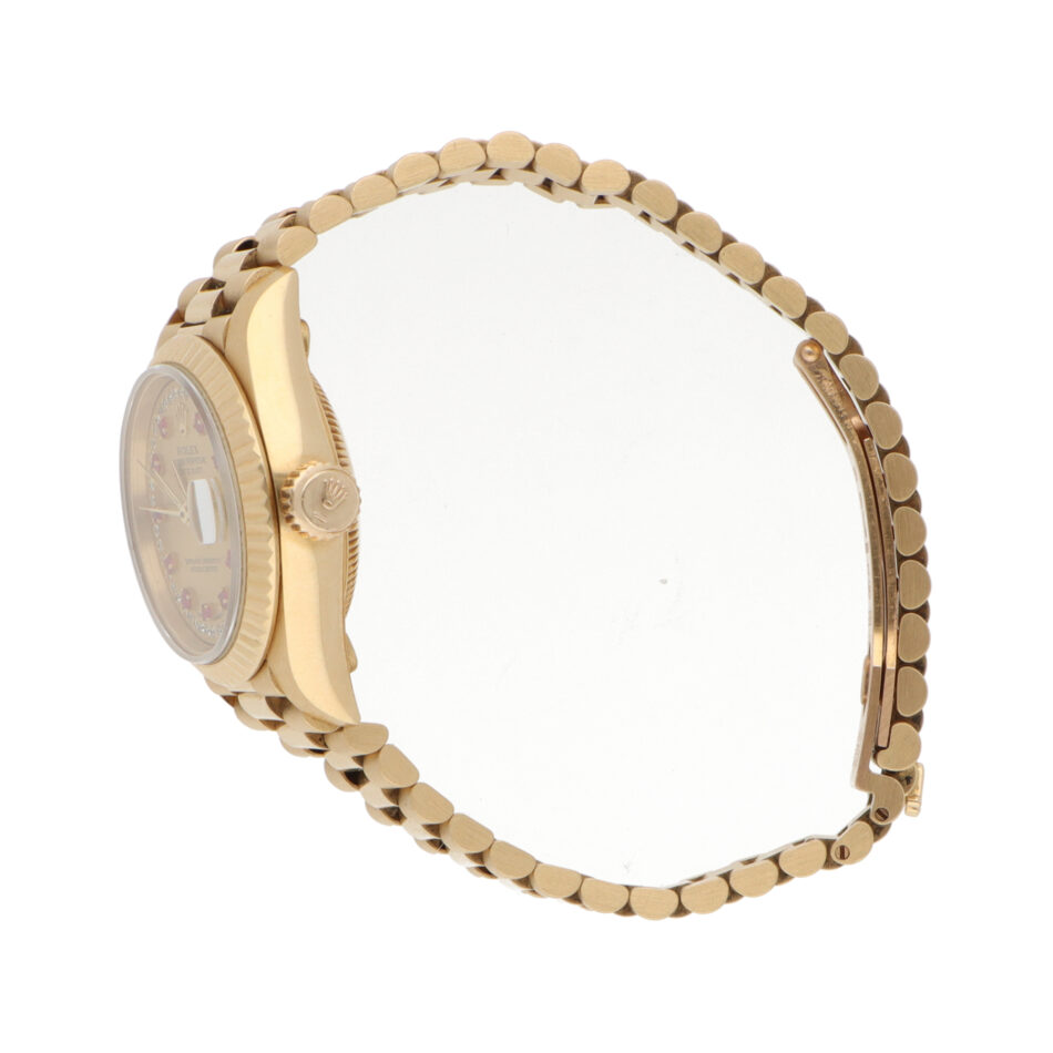 Vintage 1991 Rolex Datejust Gold Ruby and Diamond Dial Watch