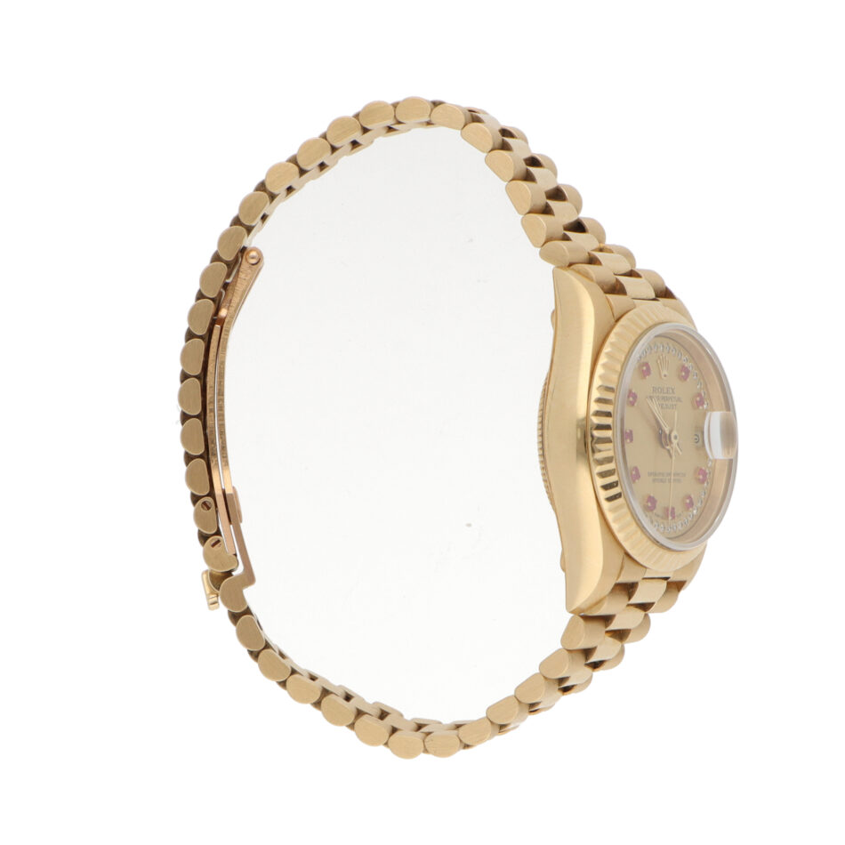 Vintage 1991 Rolex Datejust Gold Ruby and Diamond Dial Watch