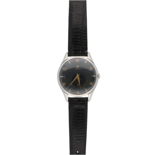 Vintage 1955 Omega Jumbo Steel Manual Wind Black Dial Watch