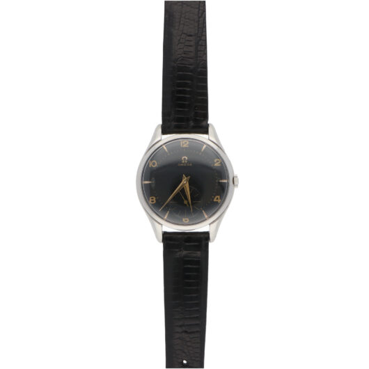 Vintage 1955 Omega Jumbo Steel Manual Wind Black Dial Watch