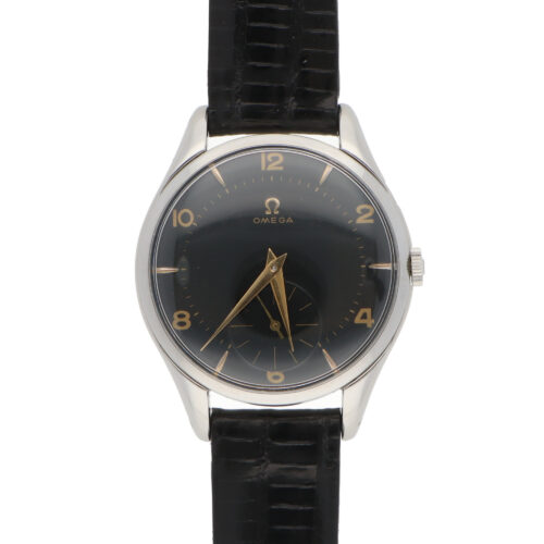 Vintage 1955 Omega Jumbo Steel Manual Wind Black Dial Watch