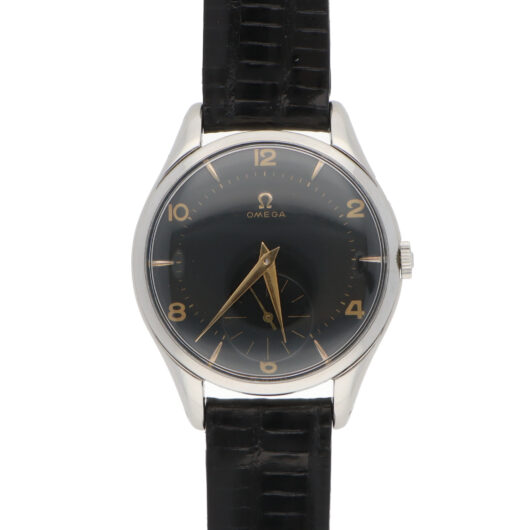 Vintage 1955 Omega Jumbo Steel Manual Wind Black Dial Watch