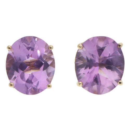 Vintage Amethyst Stud Earrings in Yellow Gold