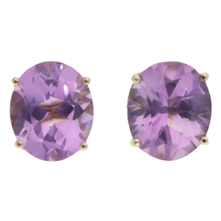 Vintage Amethyst Stud Earrings in Yellow Gold