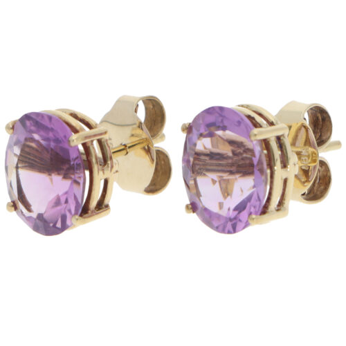 Vintage Amethyst Stud Earrings in Yellow Gold