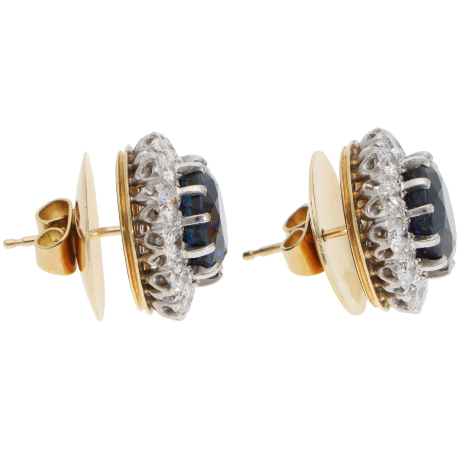 Vintage 1990 Garrard Sapphire and Diamond Cluster Earrings