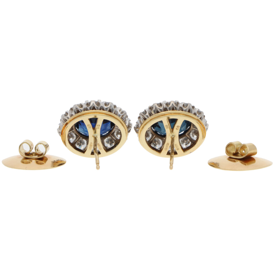 Vintage 1990 Garrard Sapphire and Diamond Cluster Earrings