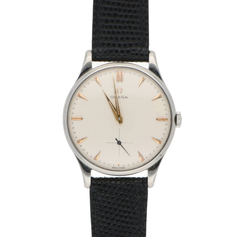 Vintage 1954 Omega Jumbo Steel Waffle Dial Watch