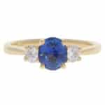 Contemporary Sapphire and Diamond Three Stone Ring