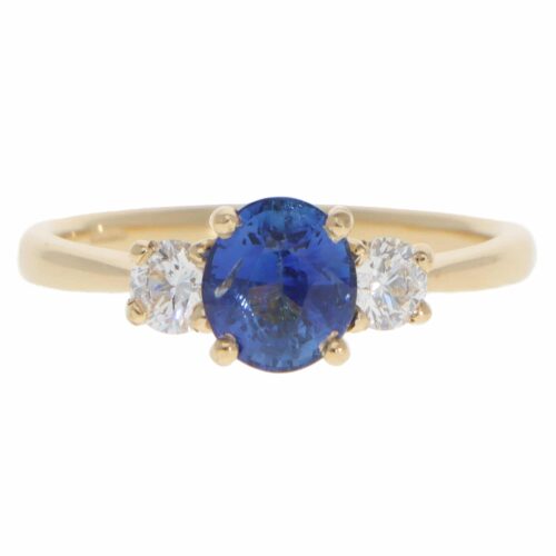 Contemporary Sapphire and Diamond Three Stone Ring