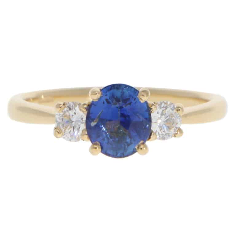 Contemporary Sapphire and Diamond Three Stone Ring