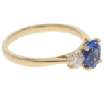 Contemporary Sapphire and Diamond Three Stone Ring