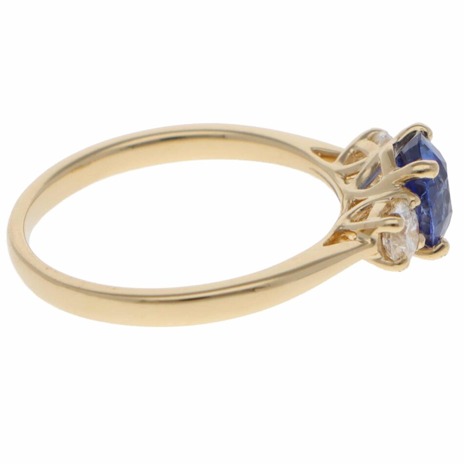 Contemporary Sapphire and Diamond Three Stone Ring