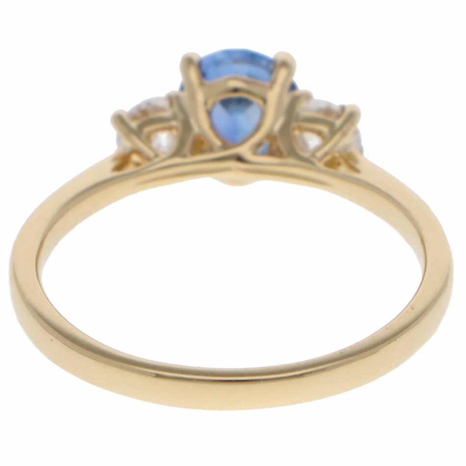 Contemporary Sapphire and Diamond Three Stone Ring