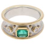 Contemporary Emerald and Diamond Etruscan Revival Dress Ring