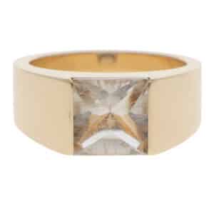 Vintage 2001 Cartier Tank Rutilated Quartz Ring in Yellow Gold