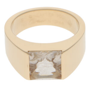 Vintage 2001 Cartier Tank Rutilated Quartz Ring in Yellow Gold
