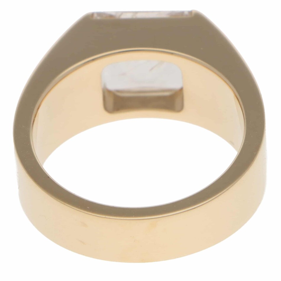 Vintage 2001 Cartier Tank Rutilated Quartz Ring in Yellow Gold