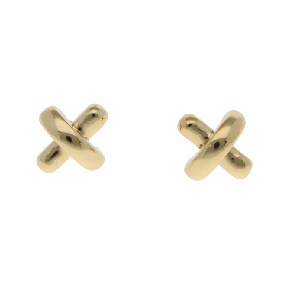 Vintage Tiffany & Co. Cross Stitch Stud Earrings in Yellow Gold