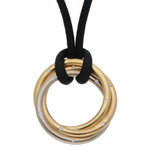 Vintage Cartier Trinity Diamond-Set Black Cord Pendant Necklace
