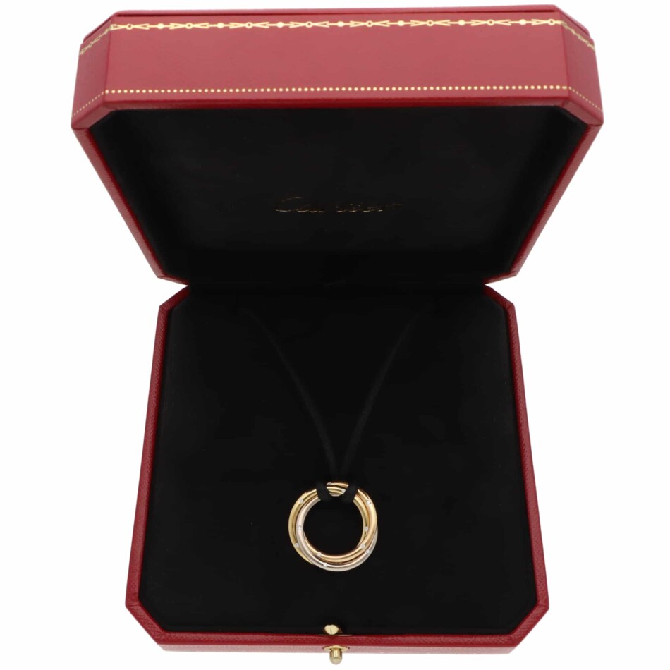 Vintage Cartier Trinity Diamond-Set Black Cord Pendant Necklace