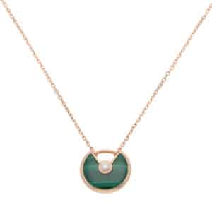 Vintage Amulette de Cartier XS Malachite and Diamond Necklace