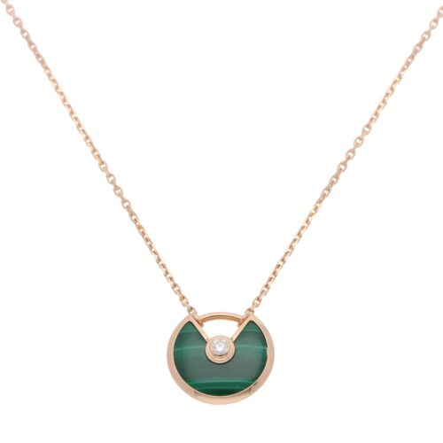 Vintage Amulette de Cartier XS Malachite and Diamond Necklace