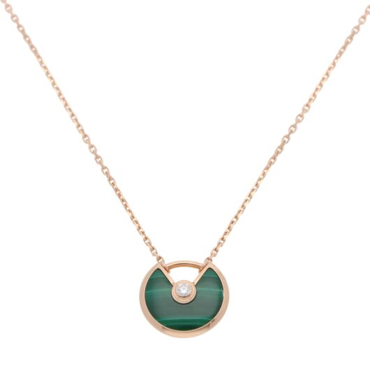 Vintage Amulette de Cartier XS Malachite and Diamond Necklace