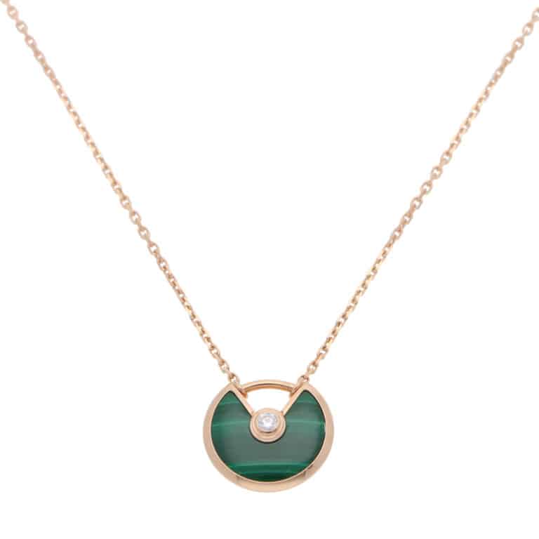 Vintage Amulette de Cartier XS Malachite and Diamond Necklace