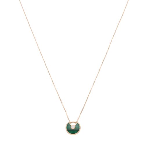 Vintage Amulette de Cartier XS Malachite and Diamond Necklace