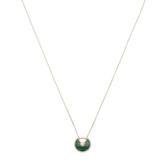 Vintage Amulette de Cartier XS Malachite and Diamond Necklace